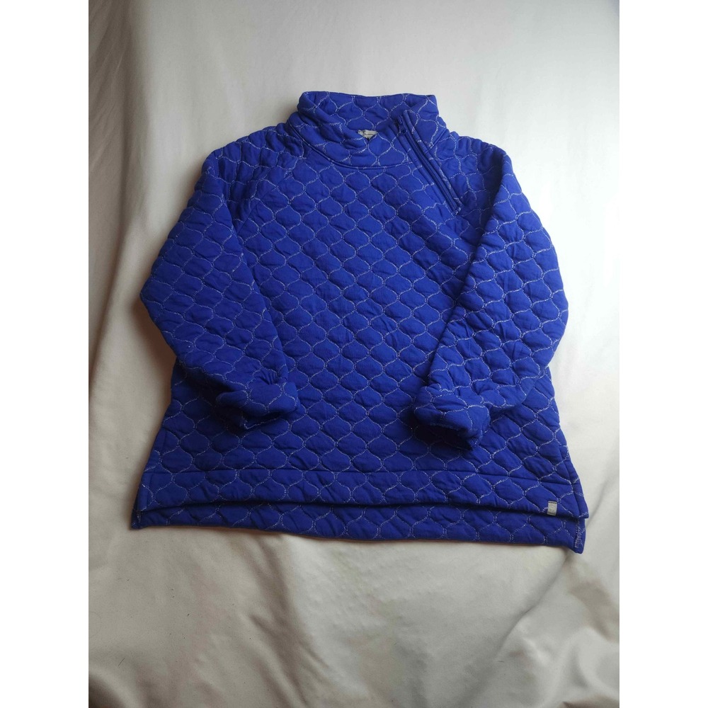 T by Talbots Royal Blue Quilted Metallic Side Zip Pullover Sweatshirt LP